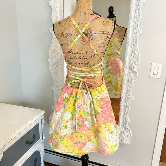 New York Couture Handmade One of a Kind Pastel Daises  *SAMPLE* Mod Dress - Picture 6 of 7